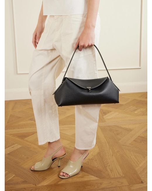 Totême  Black T-Lock Full-Grain Leather Shoulder Bag