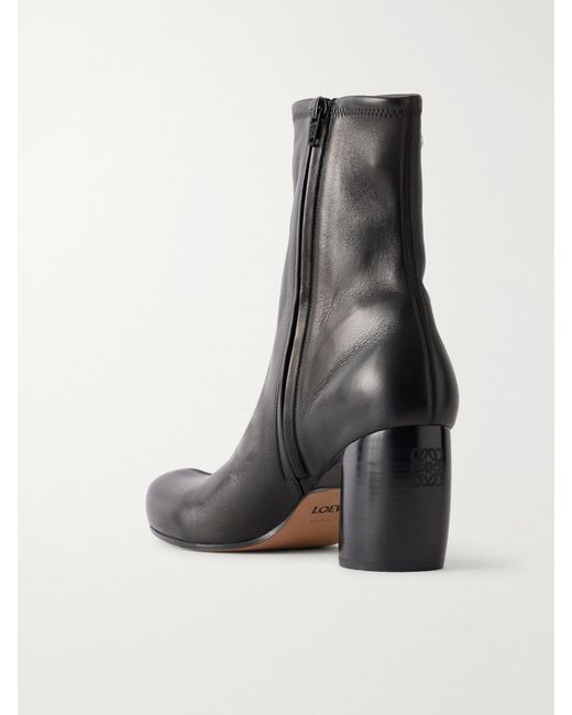 Loewe Black Oval Leather Ankle Boots