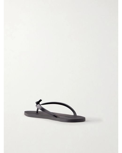 Saint Laurent Black Pool Leather Flip-Flops