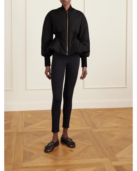 Alaïa Black Peplum Shell Bomber Jacket