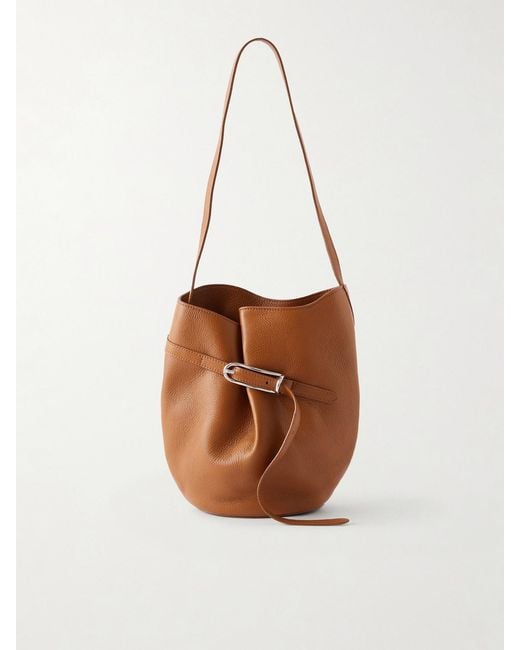 Liffner White Belted Leather Bucket Bag