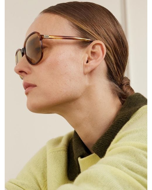 Miu Miu Brown Round-Frame Acetate Sunglasses