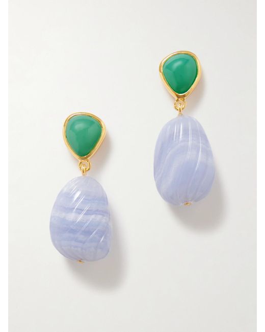 Lizzie Fortunato Blue Andalusia-Plated, Chrysoprase And Chalcedony Earrings
