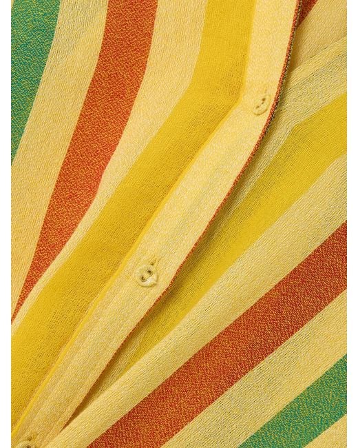 Suzie Kondi Yellow Koubi Striped Cotton-Gauze Shirt