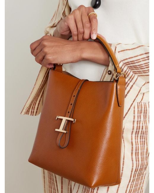 Sac À Main En Cuir Texturé T Timeless Tod's en coloris Brown