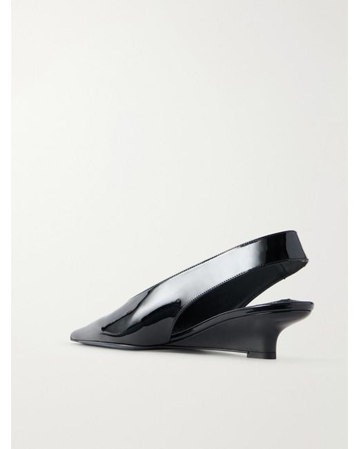 Totême Black The Wedge Patent-Leather Slingback Pumps