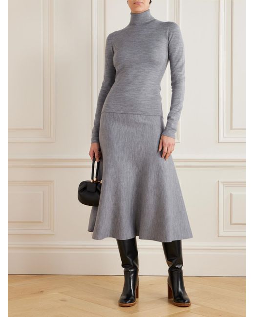 Gabriela Hearst Gray May Wool, Cashmere And Silk-Blend Turtleneck Sweater
