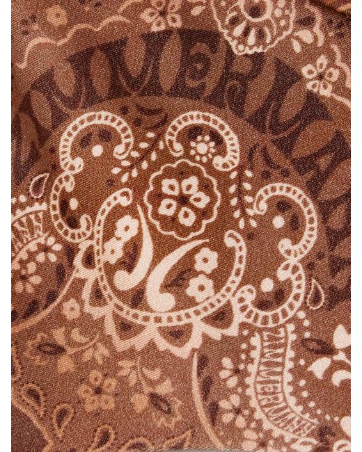 Zimmermann Brown Lucky Trägerloser Badeanzug Mit Print Und Gürtel