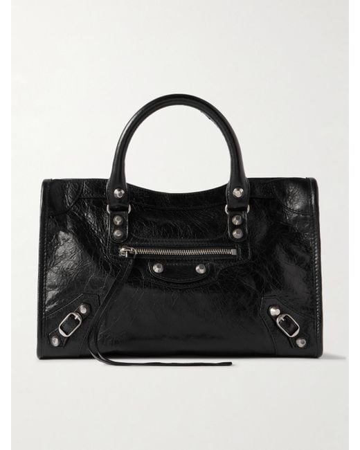 Balenciaga Black Le City Kleine Tote Aus Strukturiertem Leder Mit Verzierungen