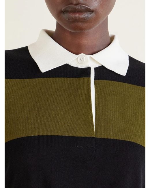 Proenza Schouler Black Corinna Striped Cotton-Knit Polo Shirt