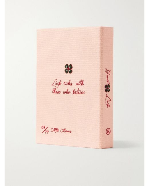Olympia Le-Tan Pink Good Luck Embroidered Canvas Clutch