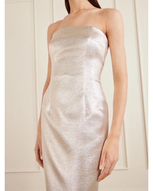 Emilia Wickstead White Leila Strapless Cloque Midi Dress