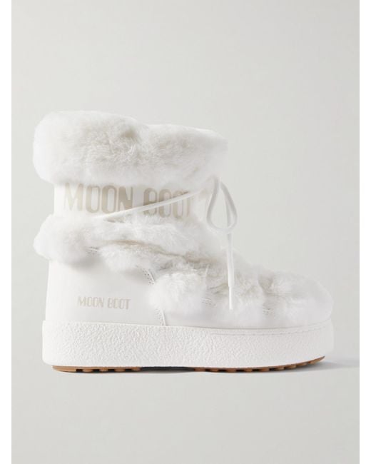 Moon Boot White Ltrack Monaco Faux Fur-Trimmed Shell And Faux Leather Snow Boots