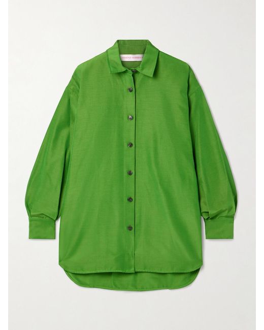 Carolina Herrera Green Hemd Aus Faille Aus Einer Baumwollmischung