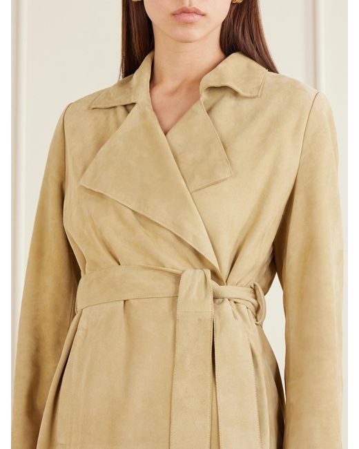 Nour Hammour Natural Kerry Belted Suede Jacket