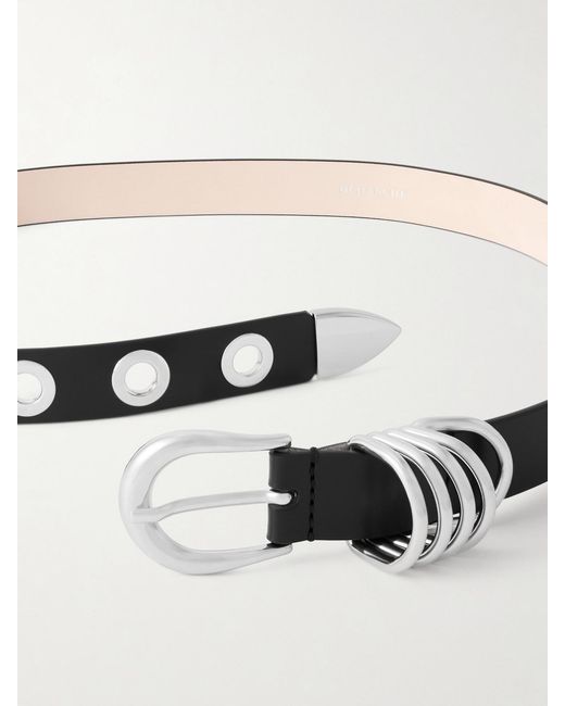 DEHANCHE Black Hollyhock Rivet Eyelet-Embellished Leather Waist Belt