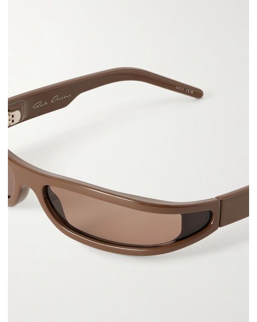 Rick Owens Brown Fog Rectangle-Frame Sunglasses