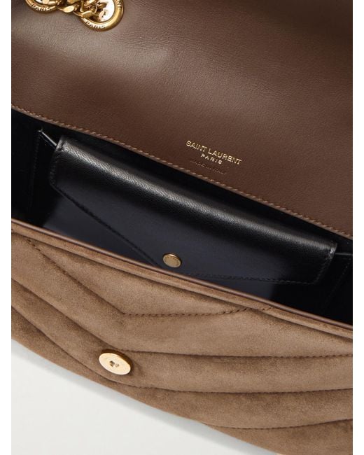 Saint Laurent Brown Loulou Matelassé Suede Shoulder Bag