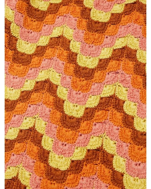 Escvdo Orange Victoria Scalloped Crocheted Cotton Mini Dress