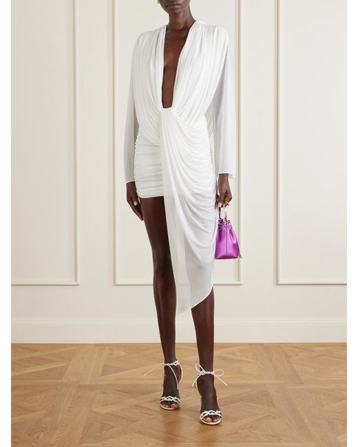 Christopher Esber White Ripple Draped Jersey Mini Dress