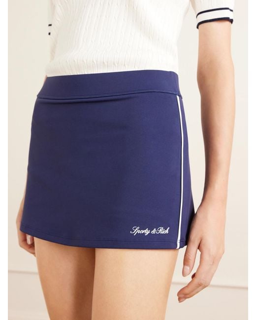 Sporty & Rich Blue Striped Jersey Tennis Skirt