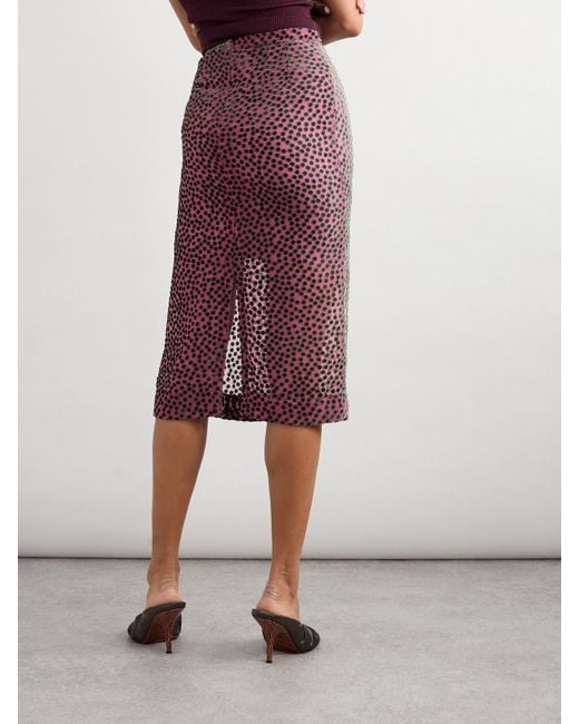 Dries Van Noten Purple Devoré-Velvet Midi Skirt