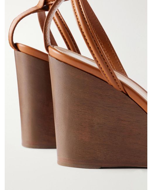 Gianvito Rossi Brown 85 Leather Wooden Wedge Sandals