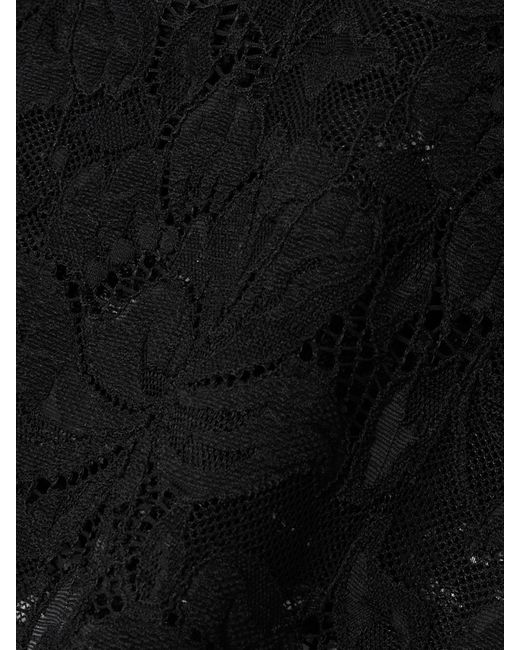 Rabanne Black Cropped Scalloped Stretch-Lace Top