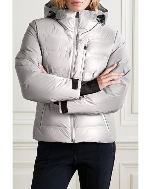 Aztech Mountain Gray Nuke Quilted Dyntex Hooded Down Ski Jacket