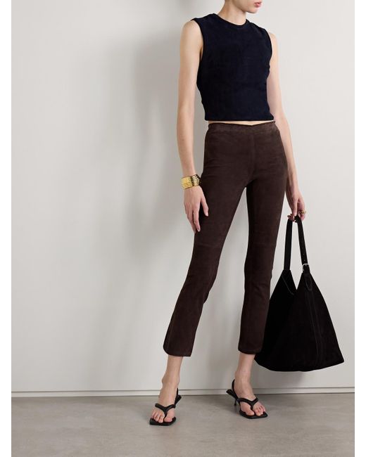 Stouls Brown Jp Twenty Cropped Suede Flared Leggings