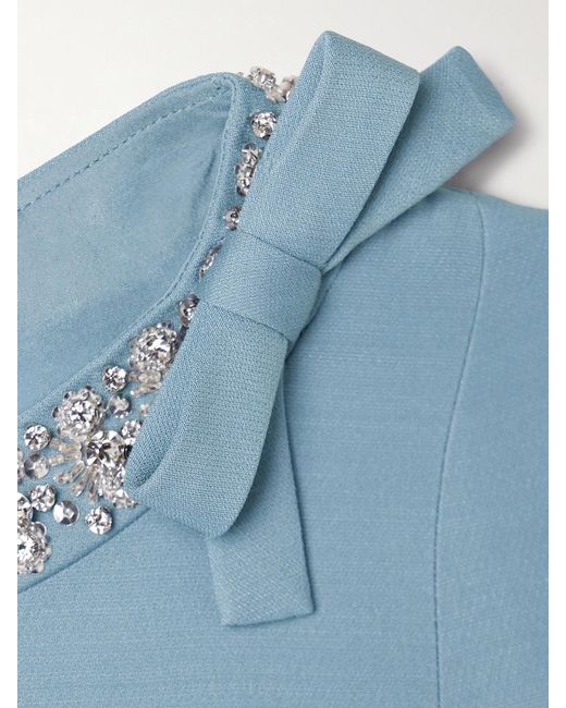 Valentino Garavani Blue Embellished Wool And Silk-Blend Mini Dress