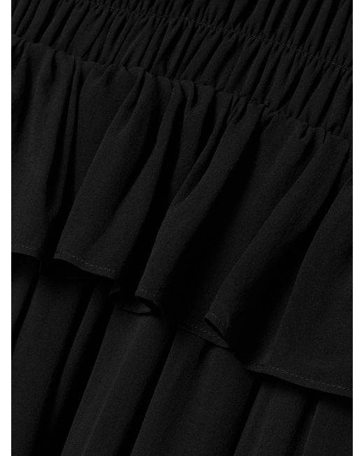 Ulla Johnson Black Adeline Midikleid Aus Crêpe De Chine Aus Seide Mit Raffungen Und Schößchen