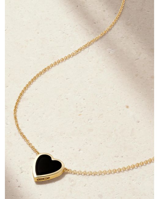 Jennifer Meyer White Mini Heart 18-Karat Onyx Necklace