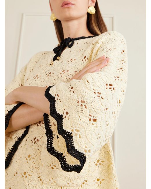 Zimmermann Natural Aster Crocheted Cotton Coverup