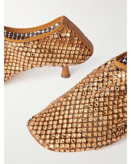 Christopher Esber Natural Minette 85 Pumps Aus Mesh Mit Lederbesätzen Und Kristallen