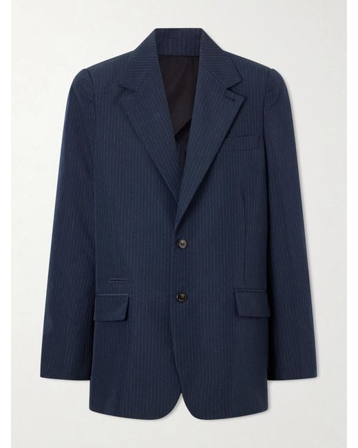 Willy Chavarria Blue Chuco Pinstriped Woven Blazer