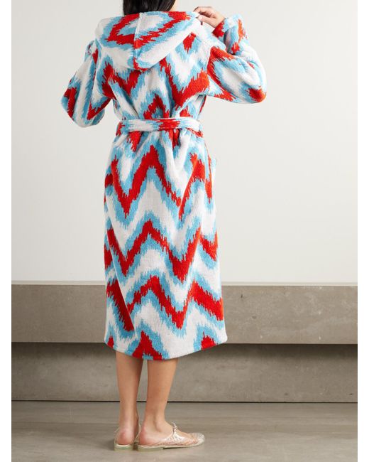 Missoni Red Morgenmantel Aus Gestreiftem Baumwollfrottee Mit Bindegürtel