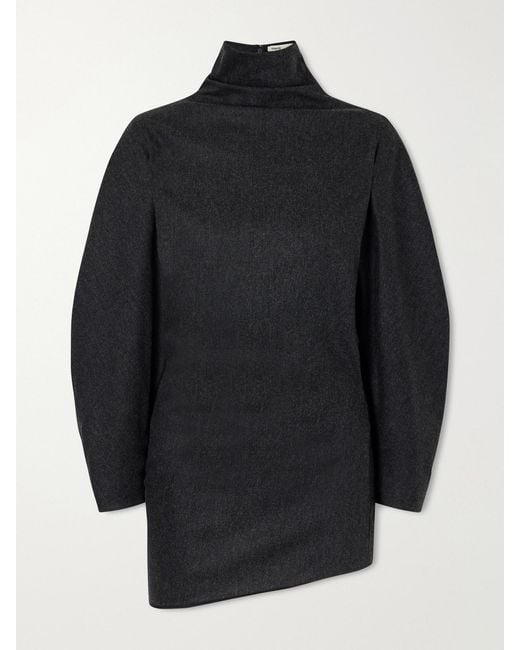Khaite Blue Harlow Draped Wool And Cashmere-Blend Blouse