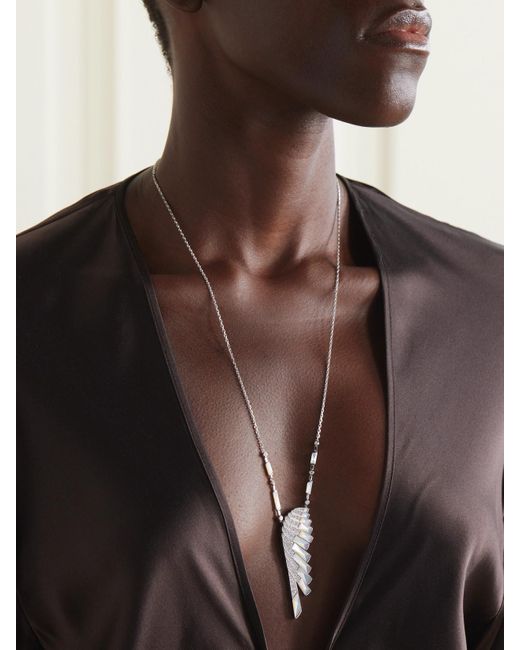Garrard Natural Wings Rising 18-Karat, Mother-Of-Pearl And Diamond Necklace