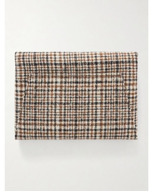 Brunello Cucinelli Brown Checked Wool Clutch