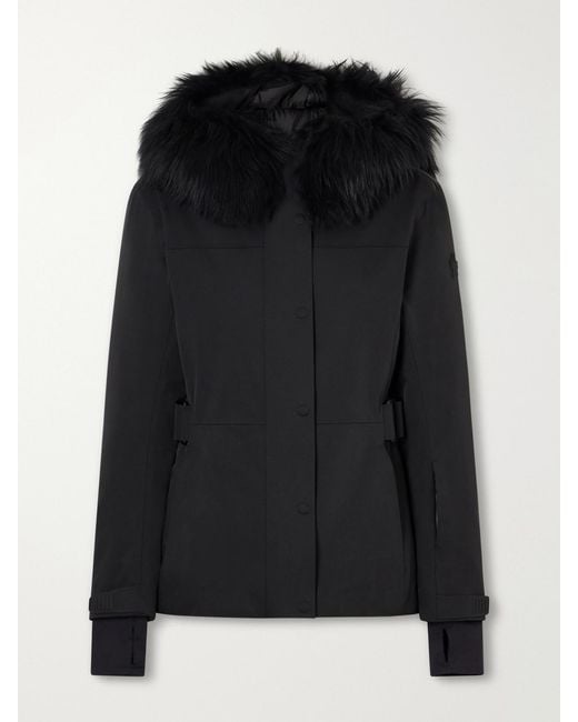 Moncler Black Loira Shearling-Trimmed Stretch-Shell Ski Jacket