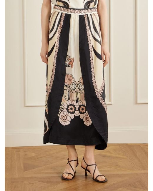 LaDoubleJ Black Printed Silk-Voile Maxi Skirt
