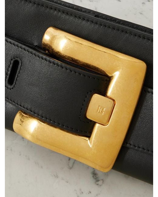 Balmain Black Anthem Schultertasche Aus Leder Mit Schnalle