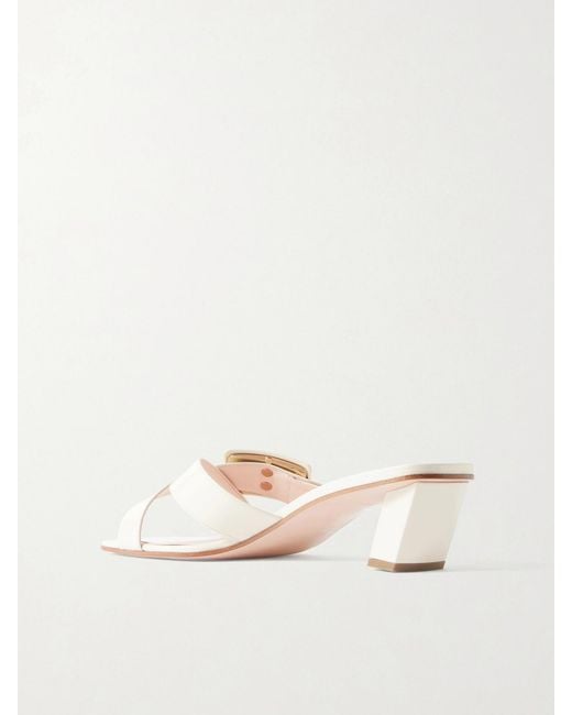 Roger Vivier Natural 45 Buckled Patent-Leather Mules