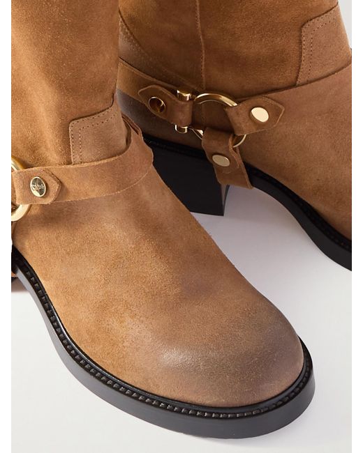 Chloé Dakota Buckled Suede Ankle Boots in Brown | Lyst