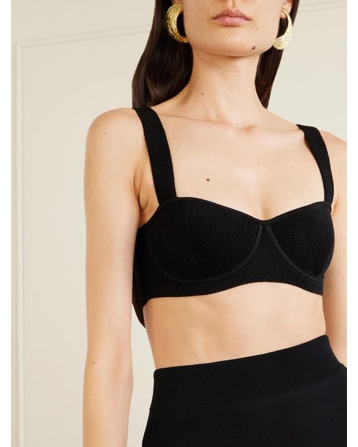 Galvan Black Nyx Ribbed Cropped Top