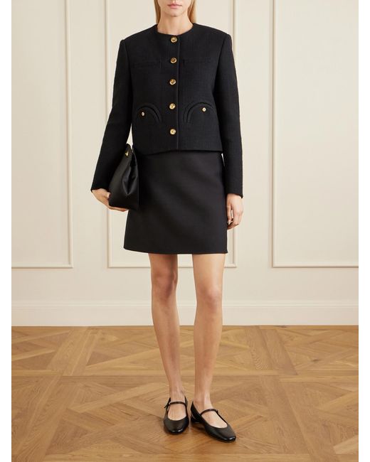 Blazé Milano Blue Missy Shamo Cotton-Blend Tweed Jacket