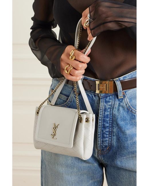 Saint Laurent Natural Nolita Mini Schultertasche Aus Matelassé-Leder