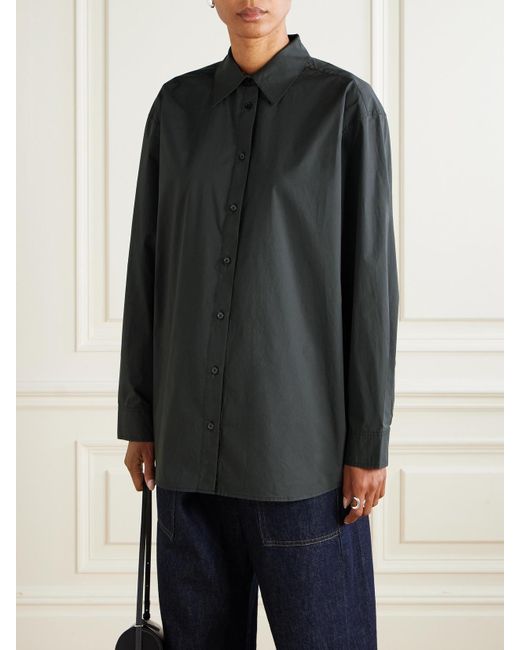 Totême  Gray Garderob Organic Cotton-Poplin Shirt