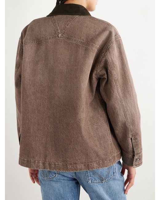 Bottega Veneta Brown Appliquéd Suede-Trimmed Denim Jacket
